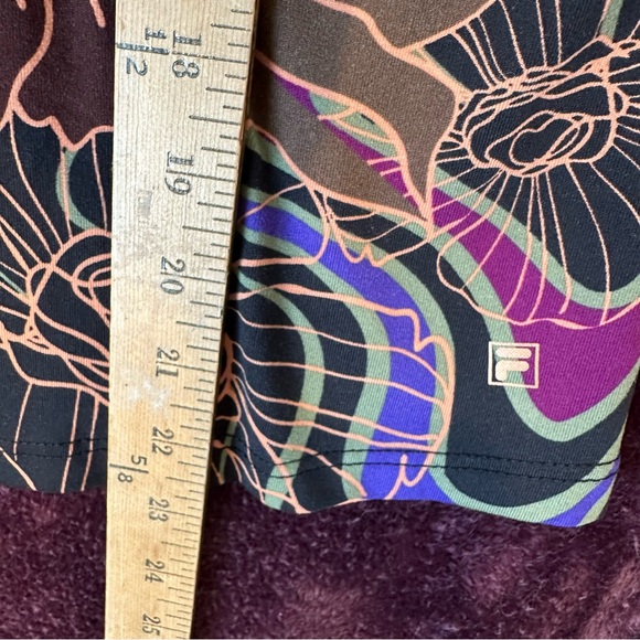 Fila Black with floral design women’s workout attire with bra medium - Picture 5 of 7